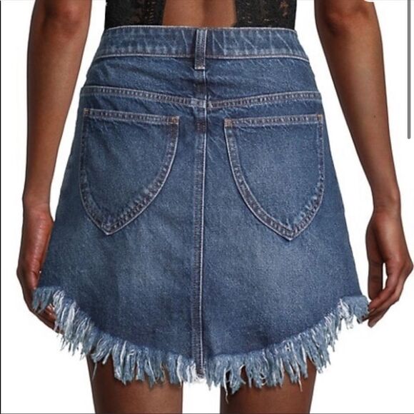 Free People Bailey Fringe Denim Mini Skirt - Picture 2 of 3